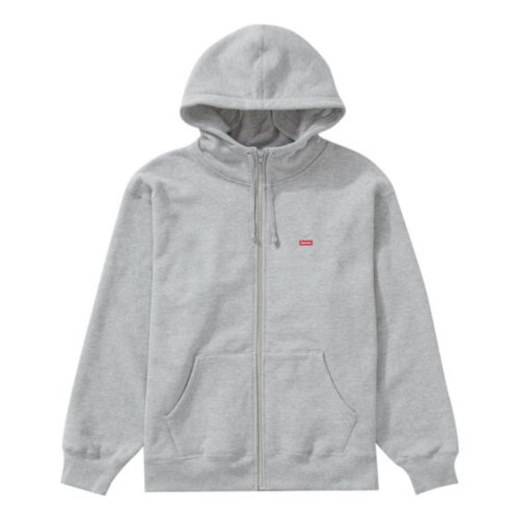 Supreme Small Box Facemask Zip Up Hooded Sweatshirt (FW21) Heather Grey - Picture 1 of 10